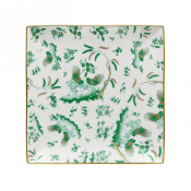 Ginori Oro Di Doccia Green Vide Poche Squared Plate- 12"